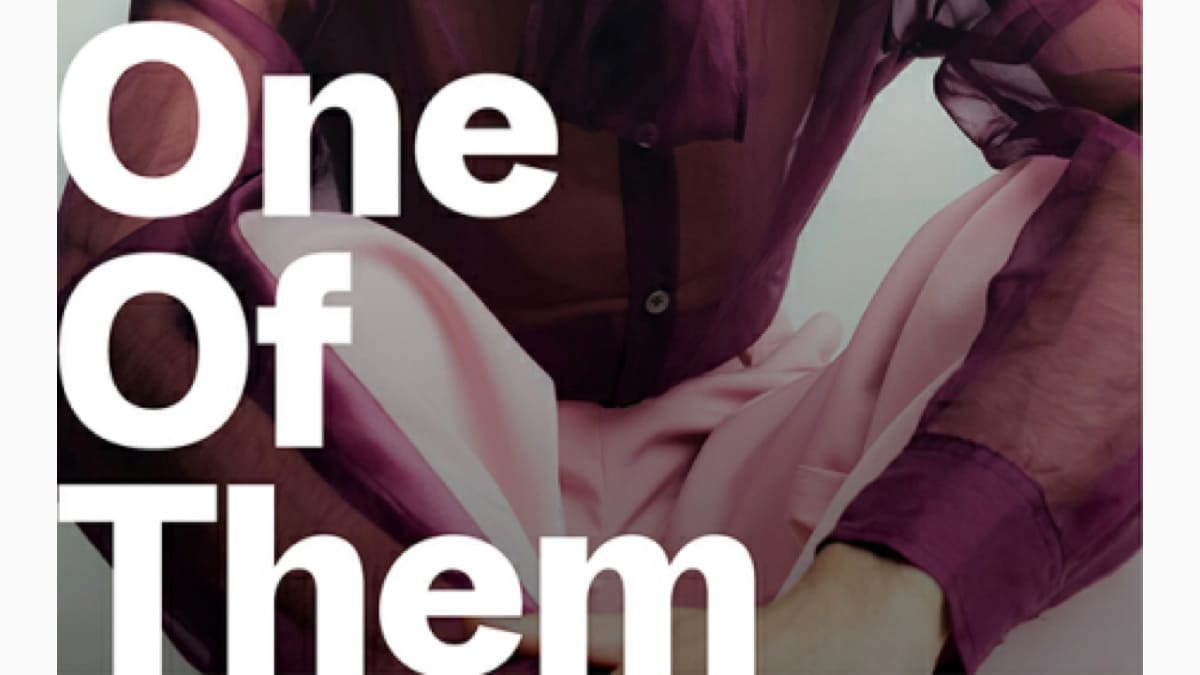 Detail from the book cover of Shaneel Lal's memoir One of Them, showing someone in a red shirt and pink pants 